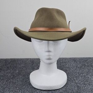 Vintage U.S.A. Made Wool/Felt Western‐Style Wide Brim Hat - Medium 22" Packable‎